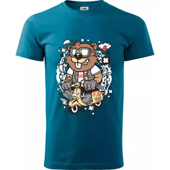 Pánské tričko Sysel na skútru - Klasické pánské triko vyšší gramáže - S ( Petrolejová )