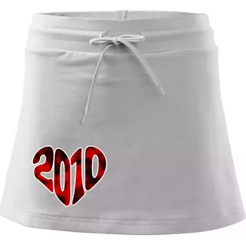 Dámská sukně 2010 v srdci - Sportovní sukně - two in one - L ( Bílá )