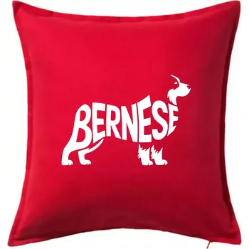 Polštář Bernese Mountain Dog nápis v těle - Polštář 50x50 - 50x50 - Pouze potah ( Červená )