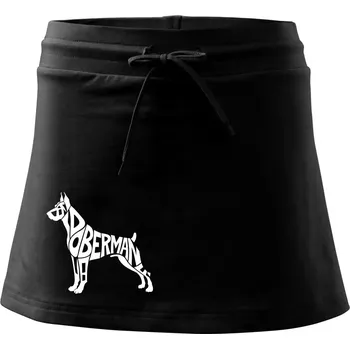 Dámská sukně Doberman - nápis v tělě - Sportovní sukně - two in one - M ( Černá )