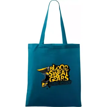 Motocross blood sweat gears - Taška bavlněná - 42 x 38 cm ( Petrolejová )