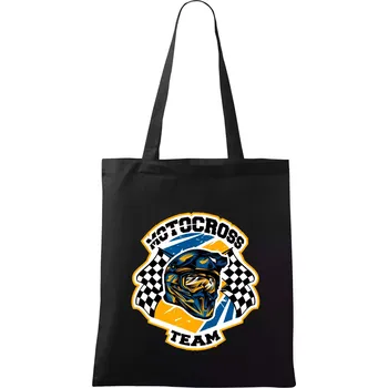 Nákupní taška Motocross team helma - Taška bavlněná - 42 x 38 cm ( Černá )