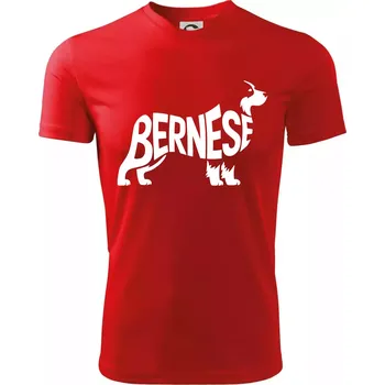 Chlapecké tričko Bernese Mountain Dog nápis v těle - Dětské triko sportovní (dresovina) - 146 cm/10 let ( Červená )