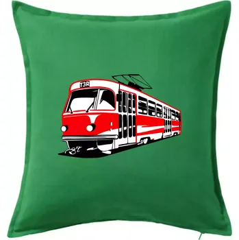 Polštář Tramvaj T3R barevná - Polštář 50x50 - 50x50 - Pouze potah ( Středně zelená )