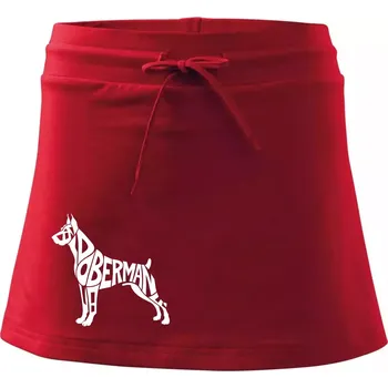 Dámská sukně Doberman - nápis v tělě - Sportovní sukně - two in one - L ( Červená )