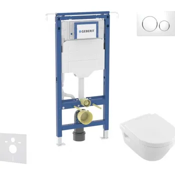 GEBERIT - Duofix Set předstěnové instalace, klozetu a sedátka Villeroy Boch, tlačítka Sigma20, DirectFlush, SoftClose, CeramicPlus, bílá/chrom SANI11CK3106