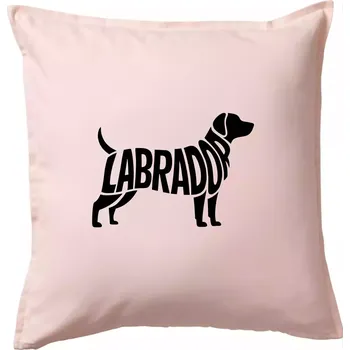 Polštář Labrador nápis v těle - Polštář 50x50 - 50x50 - Včetně výplně ( Světle růžová )