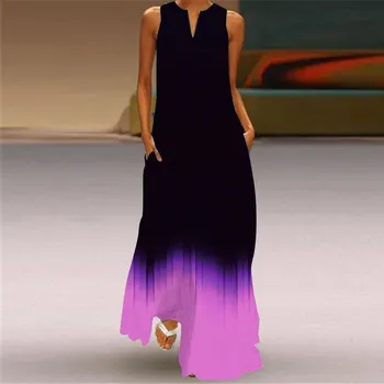 Dámské šaty Dlouhé letní šaty bez rukávů se vzory Velikost: 5XL, Barva (Varianta): VLCQ-246