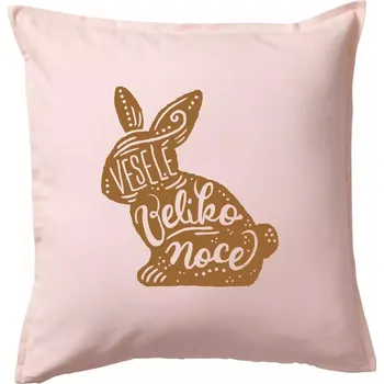Polštář Veselé Velikonoce - zajíček - Polštář 50x50 - 50x50 - Pouze potah ( Světle růžová )