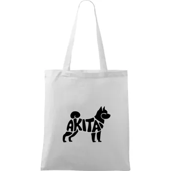 Akita Inu - Nápis v těle - Taška bavlněná - 42 x 38 cm ( Bílá )