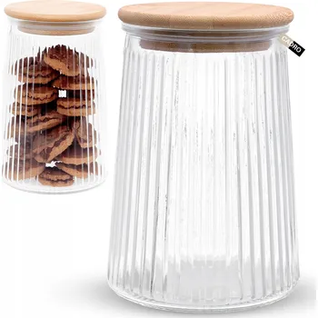Zavařovací sklenice Skleněná zavařovací sklenice 1l s víčkem pro skladování potravin, sušenek, žebrovaná