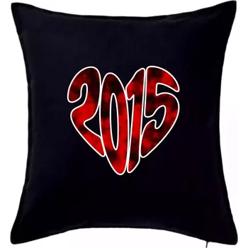 Polštář 2015 v srdci - Polštář 50x50 - 50x50 - Pouze potah ( Černá )