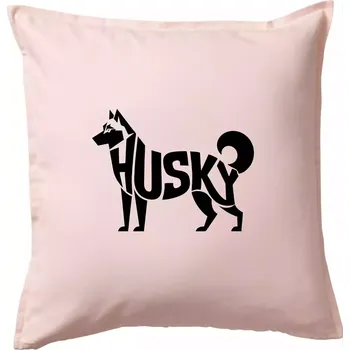 Polštář Husky nápis v těle - Polštář 50x50 - 50x50 - Pouze potah ( Světle růžová )