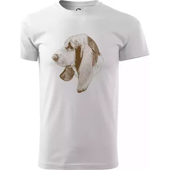 Pánské tričko Basset - kreslená hlava - Triko extra velké (5-8XL) - 8XL ( Bílá )