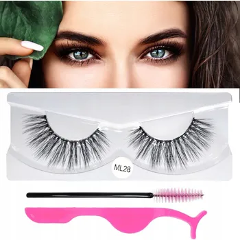 Péče o řasy a obočí Hedvábné Umělé Řasy na Pásku Měkké Černé + Kartáček + Pinzeta