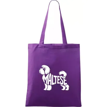 Maltézský psík nápis v těle - Taška bavlněná - 42 x 38 cm ( Fialová )