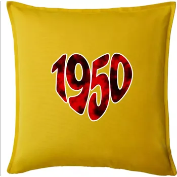 Polštář 1950 v srdci - Polštář 50x50 - 50x50 - Pouze potah ( Žlutá )