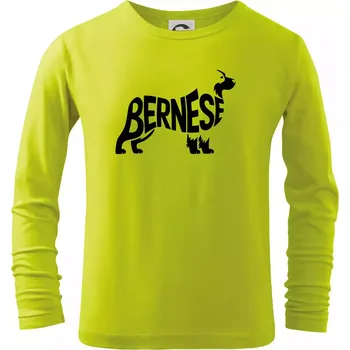 Chlapecké oblečení Bernese Mountain Dog nápis v těle - Triko dětské Long Sleeve - 158 cm/12 let ( Limetková )