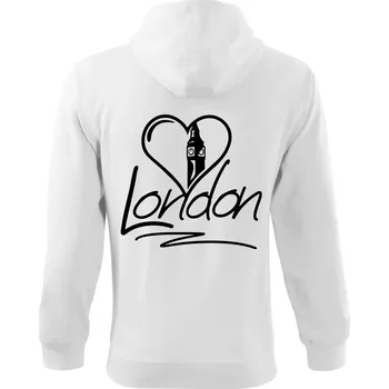 Pánská mikina London Love - Mikina s kapucí na zip trendy zipper - M ( Bílá )