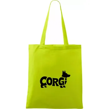 Corgi nápis v těle - Taška bavlněná - 42 x 38 cm ( Limetková )
