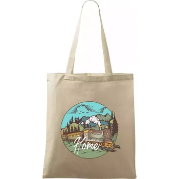 Nákupní taška Train back to home - Taška bavlněná - 42 x 38 cm ( Naturální )