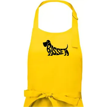 Kuchyňská zástěra Basset nápis v těle - Dámská zástěra na vaření - Univerzální velikost ( Žlutá )