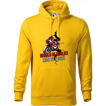 Pánská mikina Nedalo se odolat, mám to v sobě silniční motorka - Mikina pánská Cape s kapucí - 5XL ( Žlutá )