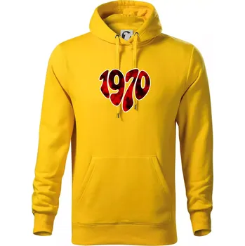 Pánská mikina 1970 v srdci - Mikina pánská Cape s kapucí - 3XL ( Žlutá )