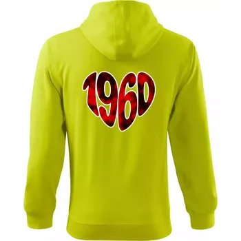 Pánská mikina 1960 v srdci - Mikina s kapucí na zip trendy zipper - XL ( Limetková )