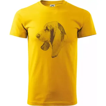 Basset - kreslená hlava - Triko extra velké (5-8XL) - 7XL ( Žlutá )