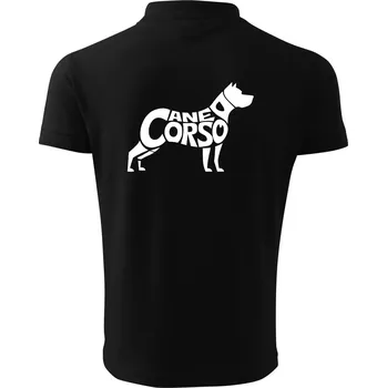 Pánská košile Cane corso nápis v těle - Polokošile pánská Pique Polo 203 - 5XL ( Černá )