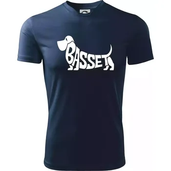 Basset nápis v těle - Dětské triko sportovní (dresovina) - 134 cm/8 let ( Námořní modrá (velmi tmavá - téměř černá) )