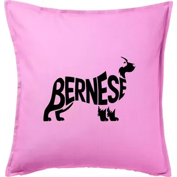 Polštář Bernese Mountain Dog nápis v těle - Polštář 50x50 - 50x50 - Pouze potah ( Růžová )