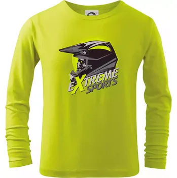 Dětská móda Motocross extreme sports helma - Triko dětské Long Sleeve - 146 cm/10 let ( Limetková )