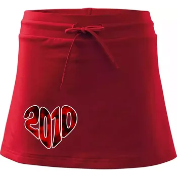 Dámská sukně 2010 v srdci - Sportovní sukně - two in one - XS ( Červená )