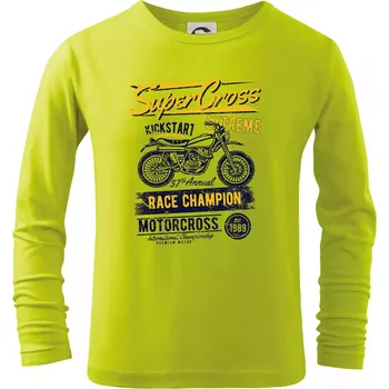 Chlapecké tričko Super Cross - Triko dětské Long Sleeve - 104-110cm / 3-4 roky ( Limetková )
