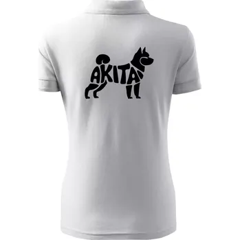 Akita Inu - Nápis v těle - Polokošile dámská Pique Polo - 2XL ( Bílá )