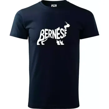 Pánské tričko Bernese Mountain Dog nápis v těle - Triko extra velké (5-8XL) - 8XL ( Námořní modrá (velmi tmavá - téměř černá) )