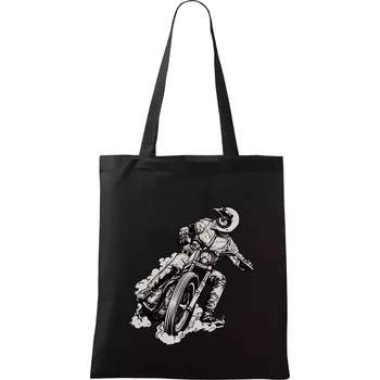 Nákupní taška Motorkář bokem - Taška bavlněná - 42 x 38 cm ( Černá )