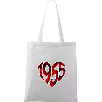 Nákupní taška 1955 v srdci - Taška bavlněná - 42 x 38 cm ( Bílá )