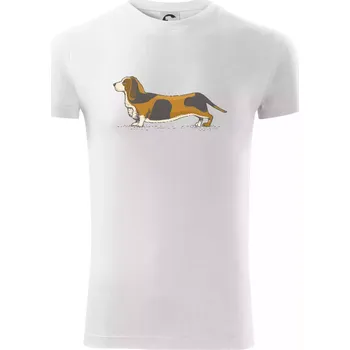 Pánské tričko Vintage basset - Viper FIT - Pánské zůžené tričko - M ( Bílá )