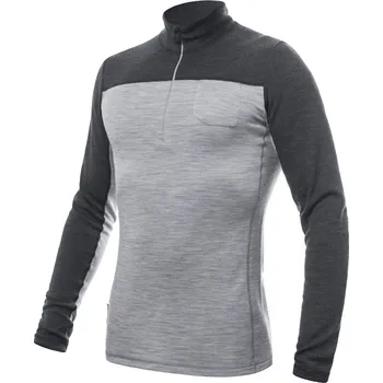 Pánská móda SENSOR MERINO BOLD pánské triko dl.rukáv zip cool gray/anthracite M