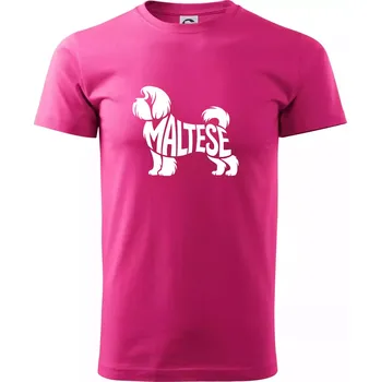 Pánské tričko Maltézský psík nápis v těle - Klasické pánské triko vyšší gramáže - XL ( Purpurová )
