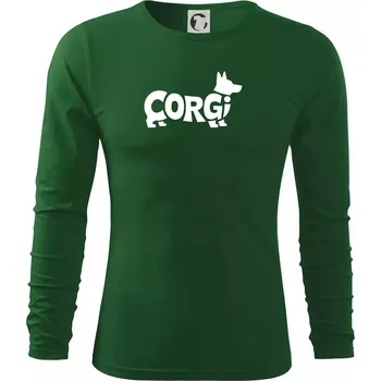 Pánské oblečení Corgi nápis v těle - Triko s dlouhým rukávem FIT-T long sleeve - M ( Lahvově zelená )