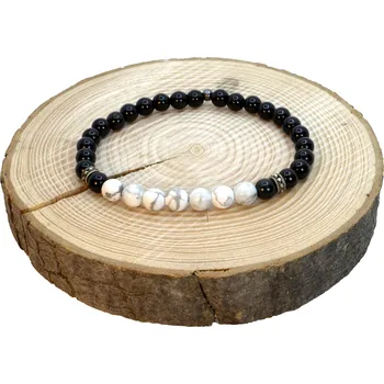 Náramek WUX Černý Obsidián a Howlit VELIKOST NÁRAMKU: Dámská...16cm