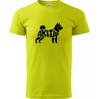 Pánské tričko Akita Inu - Nápis v těle - Klasické pánské triko vyšší gramáže - XL ( Limetková )