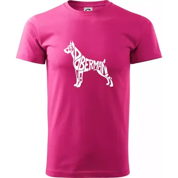 Pánská móda Doberman - nápis v tělě - Klasické pánské triko vyšší gramáže - M ( Purpurová )