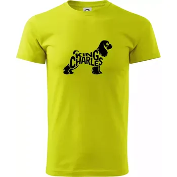 Pánské tričko Kavalír king Charles španěl nápis v těle - Klasické pánské triko vyšší gramáže - XL ( Limetková )