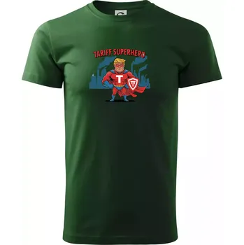 Pánské tričko Tariff Superhero Trump - Triko extra velké (5-8XL) - 6XL ( Lahvově zelená )