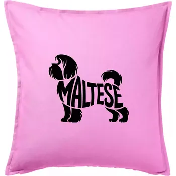 Polštář Maltézský psík nápis v těle - Polštář 50x50 - 50x50 - Pouze potah ( Růžová )